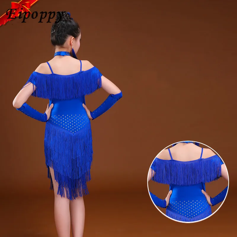 어린이용 라틴 댄스 원피스, 태슬 드릴 테스트 채점, 어린이 댄스 연습복, 여아 가을 공연 원피스, 신제품