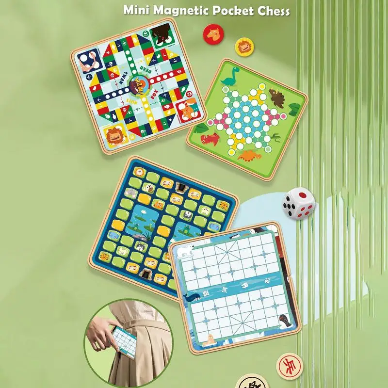 Jeu d'échecs de poche magnétique pliable, petits échecs volants magnétiques, aimants intégrés, jeux de société de poche pliables pour enfants et adultes