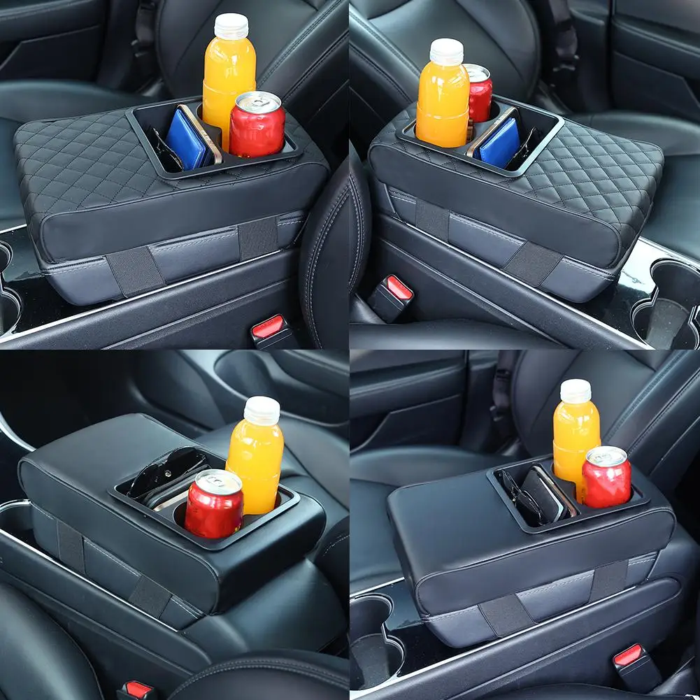 Auto Center Console Armrest Pillow PU Leather Armrest Portable Cushion Pads Armrest Waterproof Height Cover Pad Car F2Y2