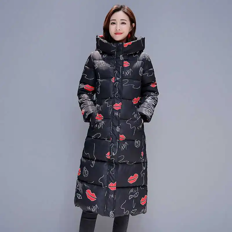 New Fashion Cool Camouflage Print Long Jacket for Women Bubble Coat Winter Thick Warm Outerwear Puffer Overcoat