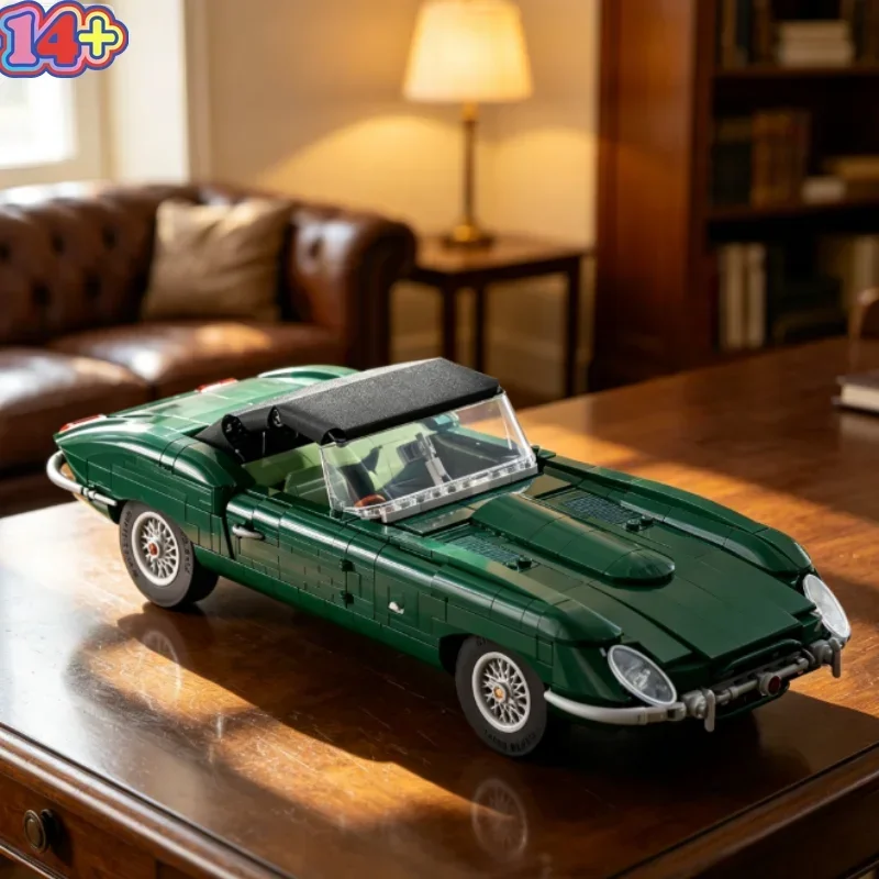 For adult Party GiftsIn Stock Technical Vintage Green Sports Car Type E Building Blocks Display Model Collector's Edition Toys