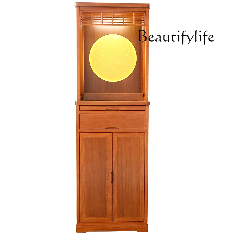 

Buddha Cabinet Clothes Closet Buddha Shrine Altar God of Wealth Guanyin Bodhisattva with Door Simple Solid Wood Shrine