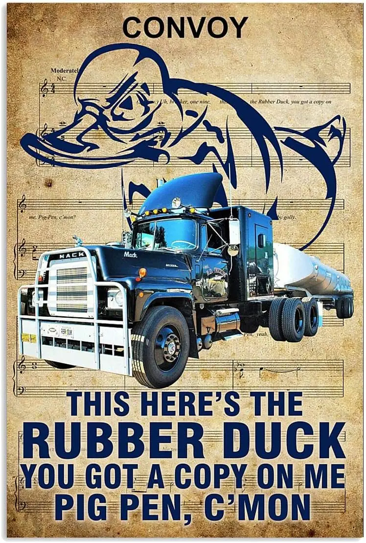 JIUFOTK Truckconvoy Letrero Metálico Decoración Vintage para Garaje, Pósteres 'Este Es El Pato de Goma', Letrero Decorativo para Hogar, Habitación, Club, Granja, Camino