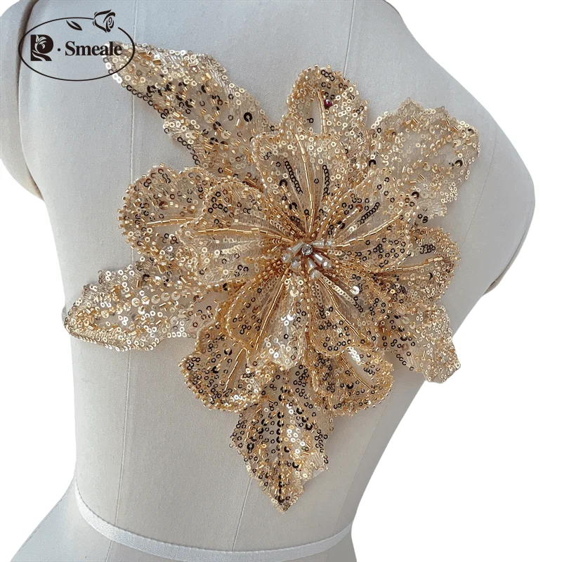 Dreilagige bestickte Perlen-Pailletten, große Applikation, große Blumen, DIY-Kleidung, Kleid, Heimdekoration, Aufnäher-Zubehör RS 253202 – Detail 9