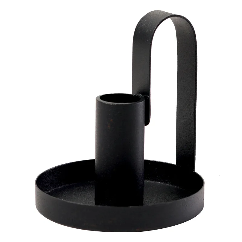 Christmas Decoration Supplies Candle Holder Decoration Metal Creative Handheld Tray Wax Cup Black Candle Holder view 6