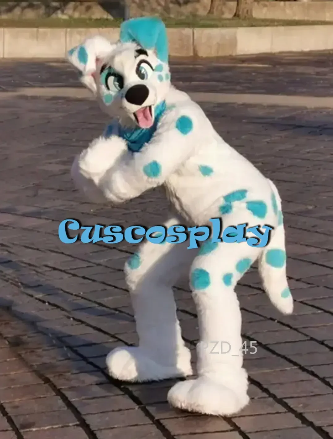 

White Blue Husky Dog Fox Mascot Costume Long Fur Furry Costume Wolf Cosplay Fursuit