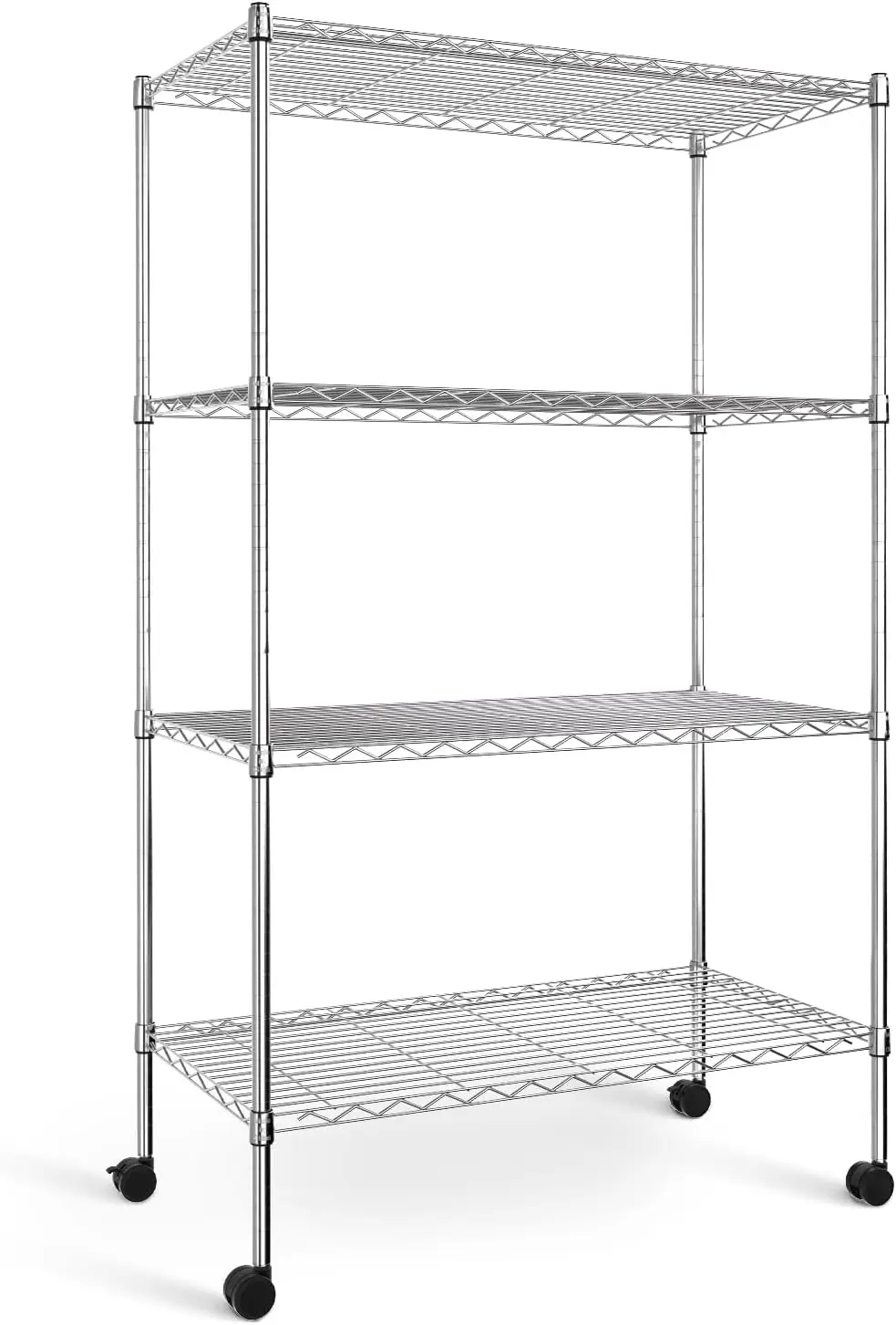 

Heavy Duty 4-Shelf Shelving With Wheels, 35.43"" D X 17.72"" W X 61.02"" H Adjustable Steel Organizer Wire Ra 1000 Lb Capacity,
