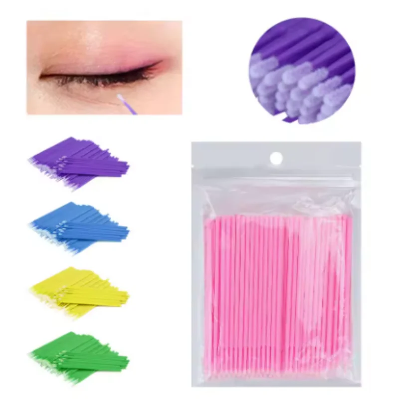 Disposable Micro Tip Cotton Swabs PE Fiber Lint‑Free Cotton Sticks For Eyelash Extension Eyebrow Tattoo Makeup Cleaning
