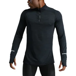 Half zip sports fitness suit, men's long sleeved running basketball training, running quick drying shirt, men's sports t-shirt