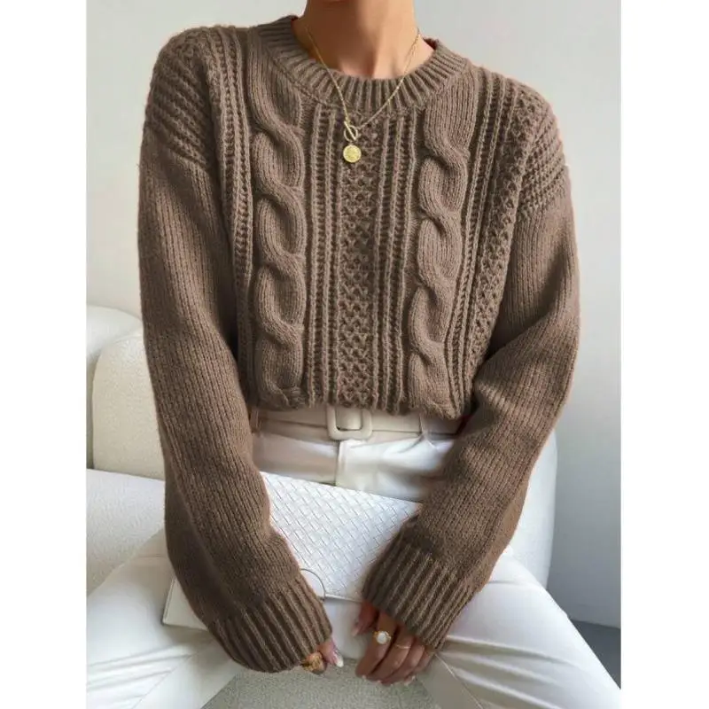 

Long Sve Knitted Sweater Overhead Sle oulder Drop Design Comfortable Coolmax Fiber Women's Ne Ciwalk Suitable