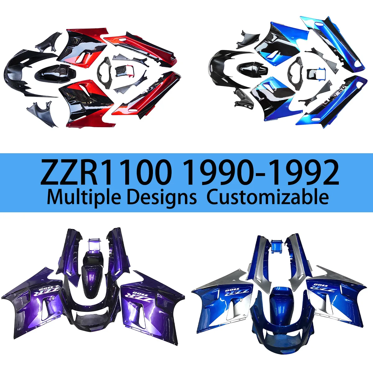ZZR1100 1990 1991 1992 Fairing Kit for KAWASAKI ZZR 1100 90 91 92 Aftermarket Motorcycle Customize Fairings
