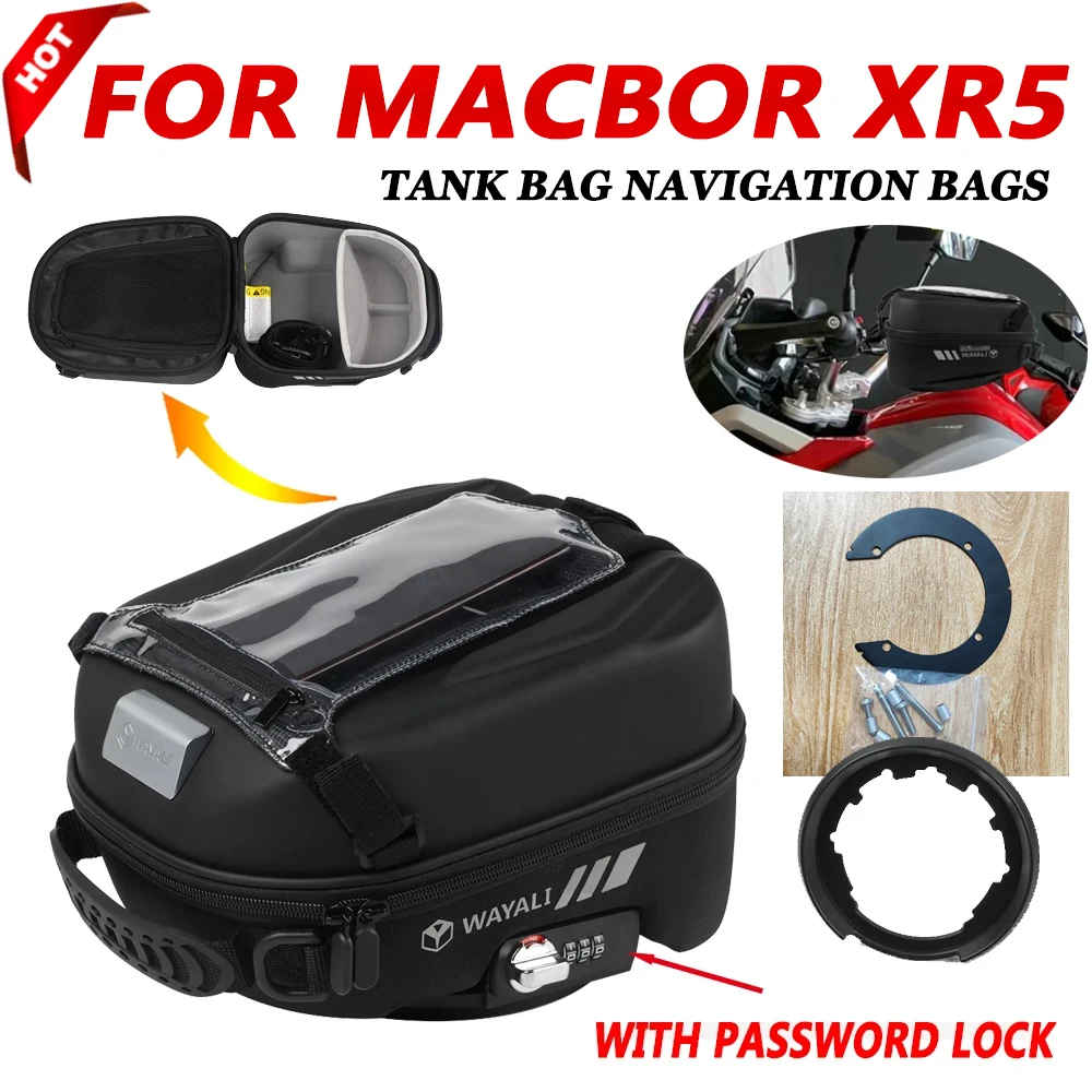 

For Macbor Montana XR5 For Colove KY500X KOVE 500X Cobra 321R Motorcycle Tank Bag Navigation Bags Storage Bag With Password Lock