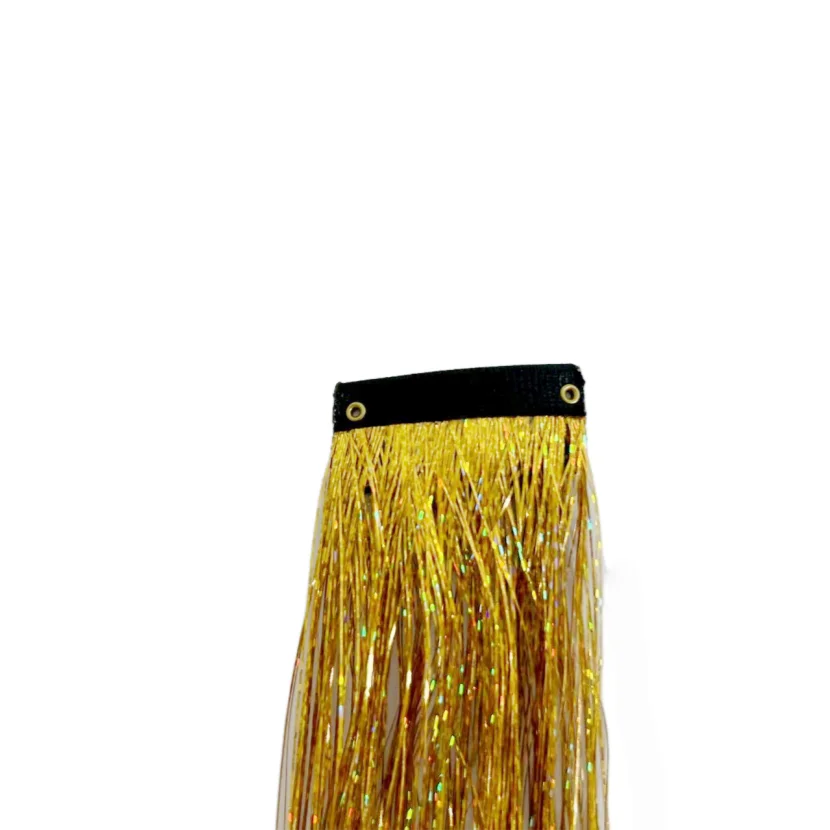 2 szt. Błyszczące spinki do włosów w zestawie z metalicznymi drucikami do włosów dla włosów w stylu wróżki, 5 szt. syntetycznych pasemek do włosów w różnych kolorach na imprezy i do tańca.