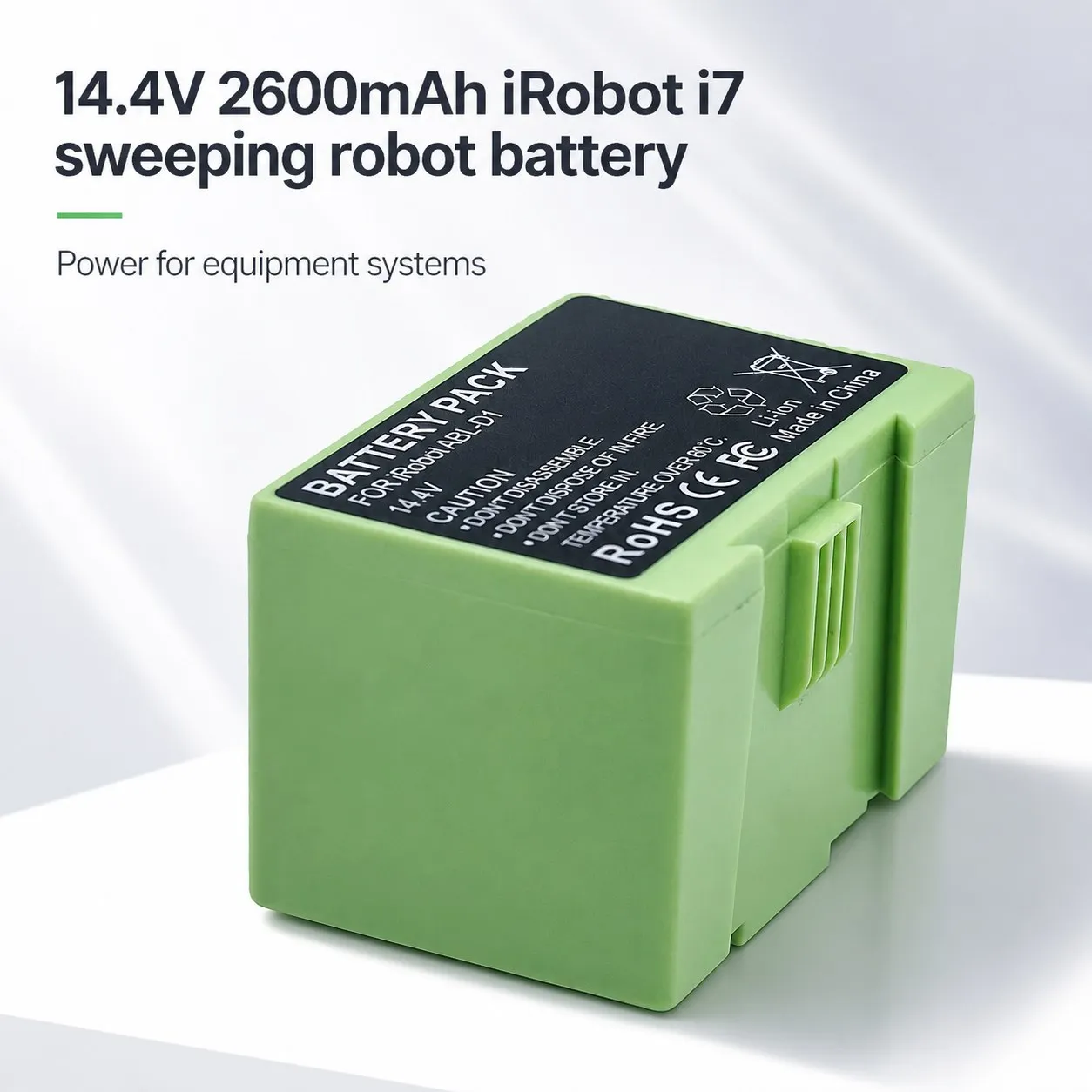 14.4V 2600mAh I7 Style Robot Vacuum Li-Ion Battery Pack Replacement With Green Case Wire Harness Match Check Before Ordering