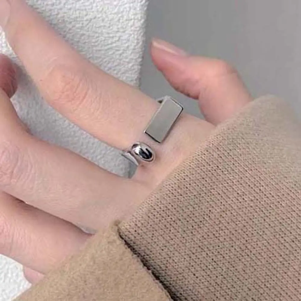 Jewelry Accessories Square Ring Metal Geometric Opening Silver Color Square Open Rings Open Adjustable Gold Square Alloy Ring