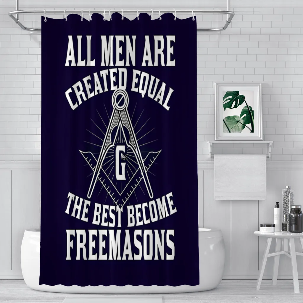 Masonic Lodge Square Compass Mason Shower Curtains Freemason Waterproof Fabric Bathroom Decor with Hooks Home Accessories