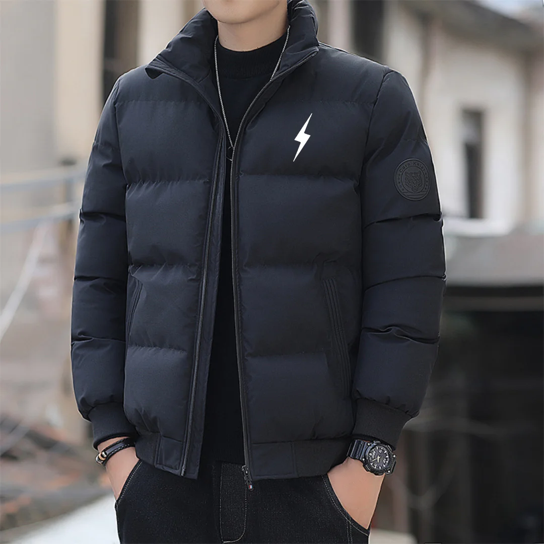 Cross-Border Men's Stand-Up Collar Cotton Coat, Thickened for Winter Warmth, Fashionable Zipper Cardigan Cotton Jacket