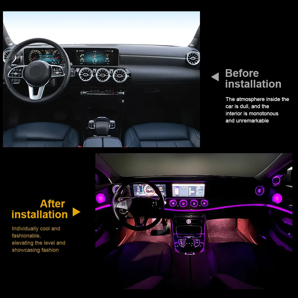 For Mercedes Benz E-Class W213 E200 E220d 2016-2023 Led Turbine Nozzle 64 Colors Outlet Turbo Ambient Light Interior Air Vent