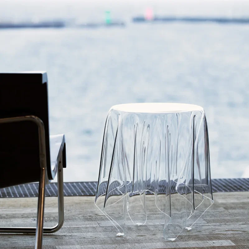 Transparent coffee table round acrylic ghost table floating magic tablecloth creative side to discuss coffee leisure table