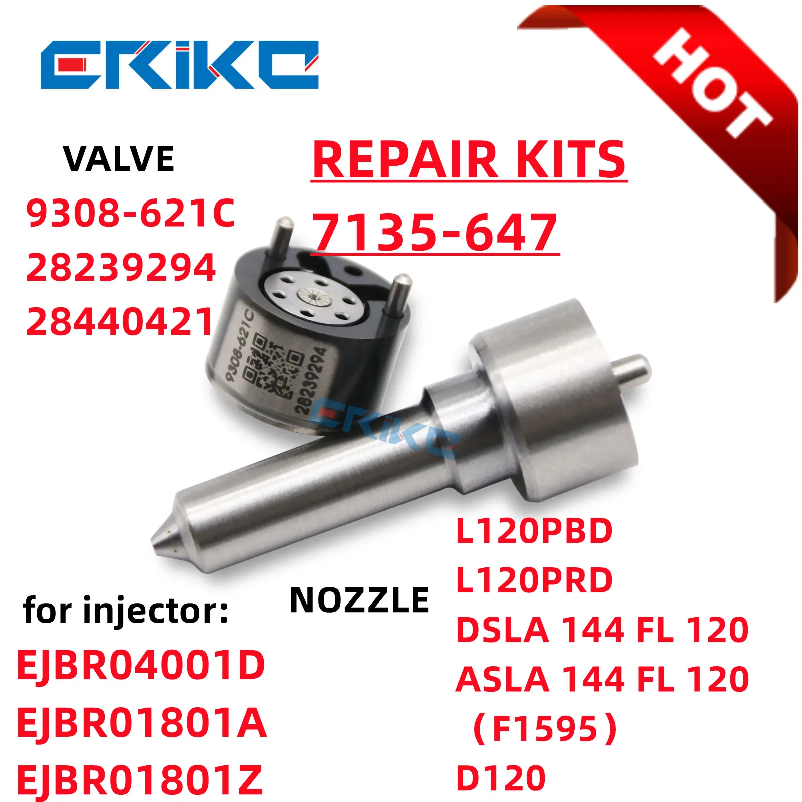 NOZZLE (L120PBD) INJECTOR VALVE 9308-621c REPAIR KITS (7135-647 ) FOR RENAULT NISSAN EJBR04001D EJBR01801A EJBR01801Z