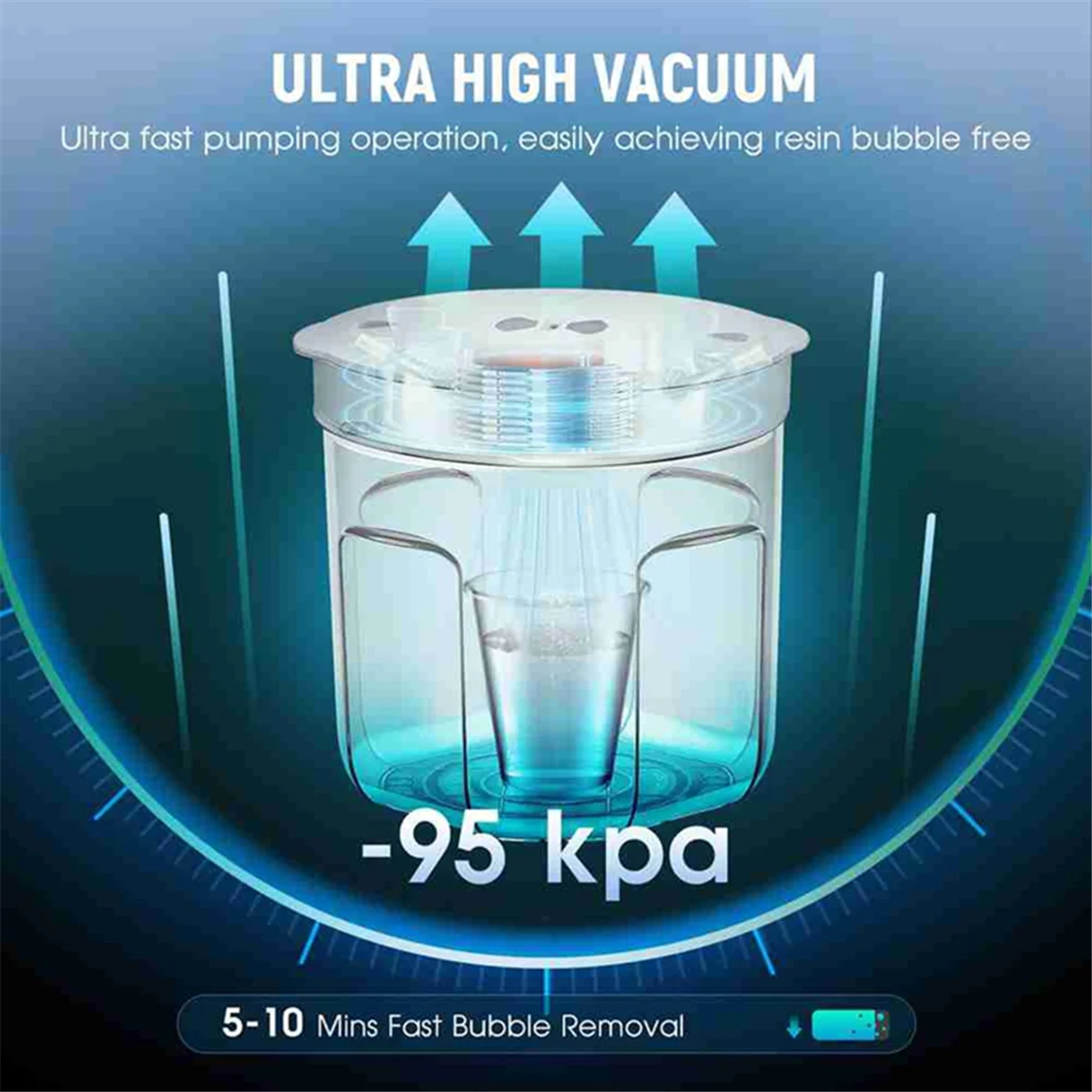 Resin Bubble Remover 3L - Quick, Efficient Vacuum Degassing for Epoxy, UV Resin, Silicone Eu Plug