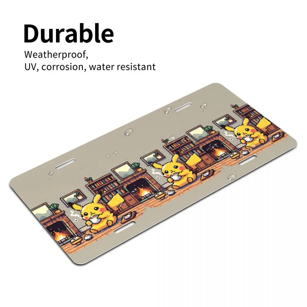 ألعاب الفيديو سلسلة لوحة ترخيص بيكاتشو المخصصة       غطاء لوحة ترخيص أمامي للسيارة مزخرف من الألومنيوم مقاس 12 × 6 بوصة