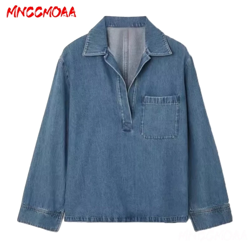 Women Sets 2024 New Autumn Fashion Female Long Sleeves Denim Shirt + Wide Leg Pants Suit Tow Piece Set