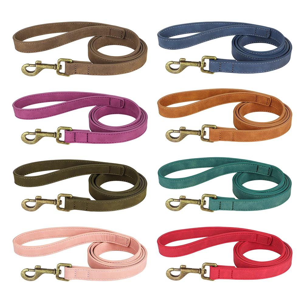 120cm PU Leather Dog Leash Soft Padded Handle Pet Walking Training Leads for German Shepherd Golden Retriever Medium Large Dogs