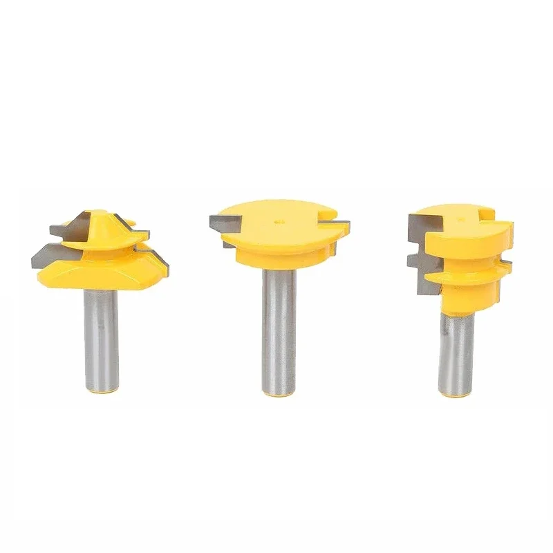 

3pcs 12mm 1/2" Shank Tenon Router Bits Set Drawer Molding 45 Degree Lock Miter Bit Glue Joint Wood Milling Cutter