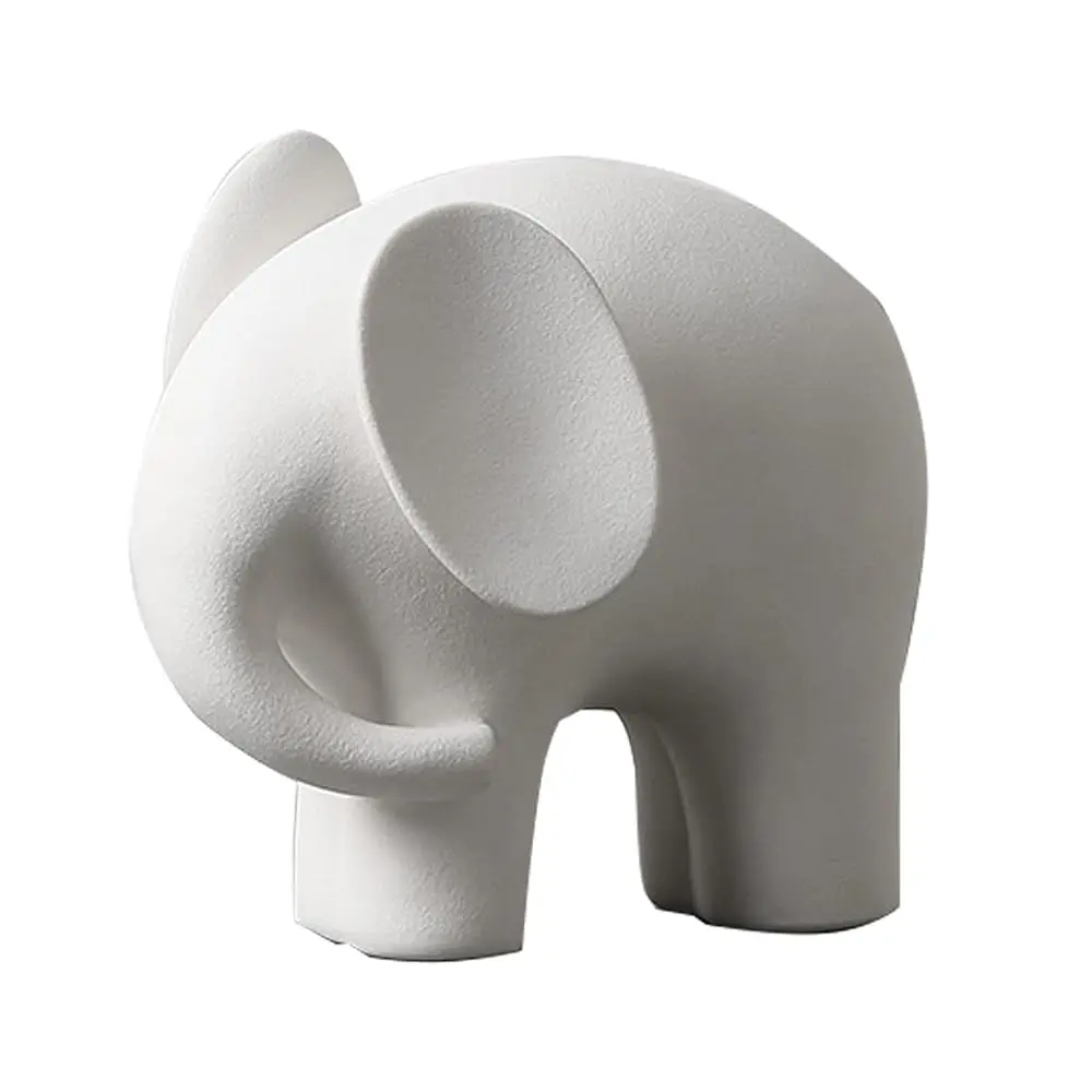 

Elephant Statue Decor Simple Ceramics Elephant Figurines Creative Home Decorations For Living Room Modern Style (Small)