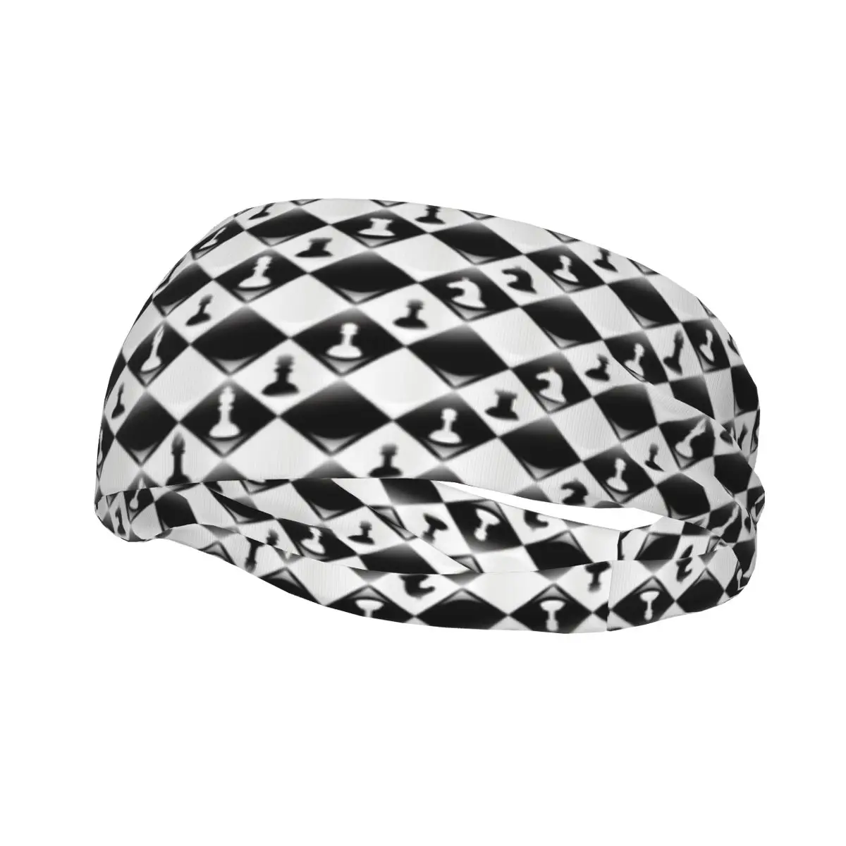 Sports Headband Portable Hair Band Chessboard With Chess Pieces Hair Wrap Brace Cycling Running Exercising Sweatband