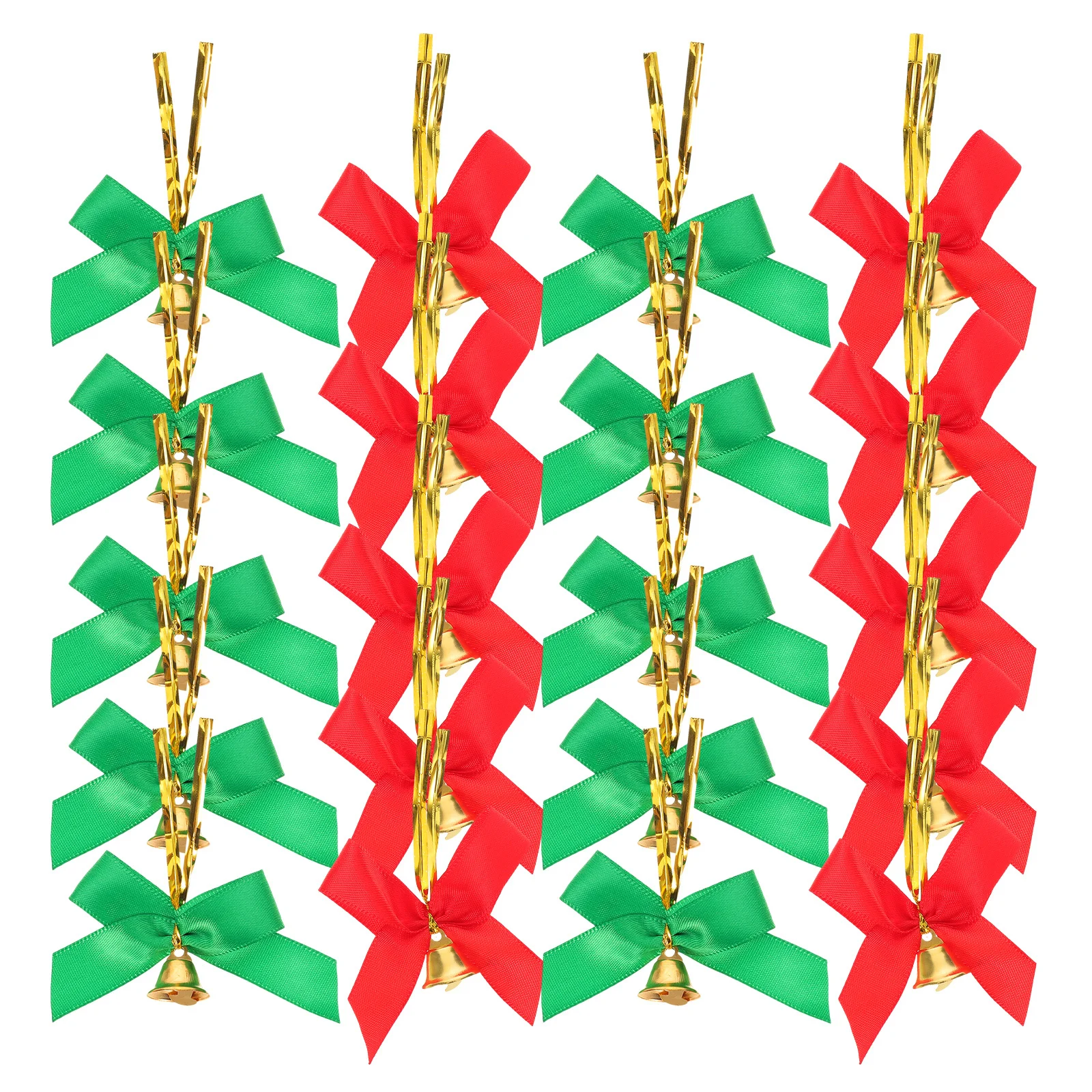 

20pcs Christmas Decorative Hanging Ornaments Mini Bowknot With Jingle Bells Ribbon Bows For Tree Wreath Garland Crafts Wrapping