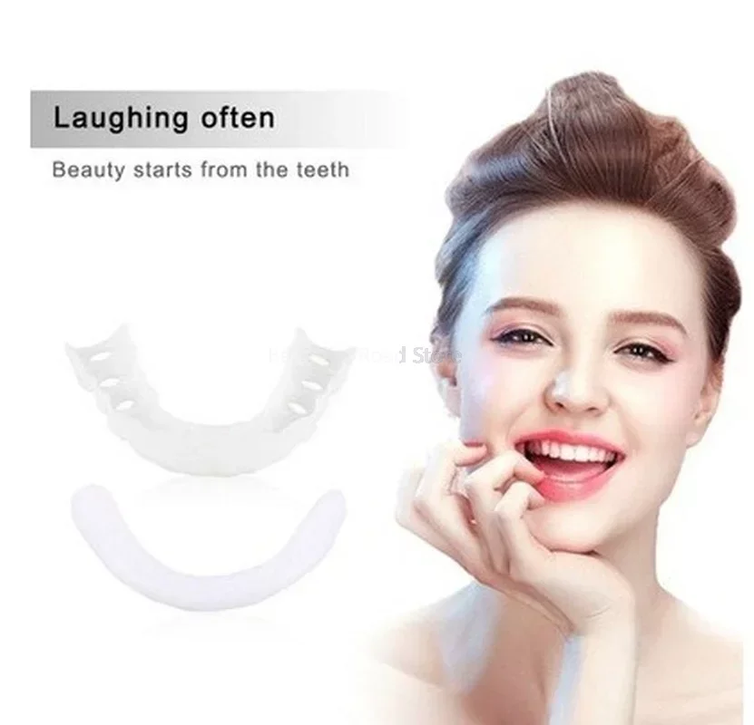 

2 Pieces=1 Set Upper & Lower Teeth Veneers Anti-true Braces Snap on Smile Teeth Whitening Denture Teeth Comfortable Cover