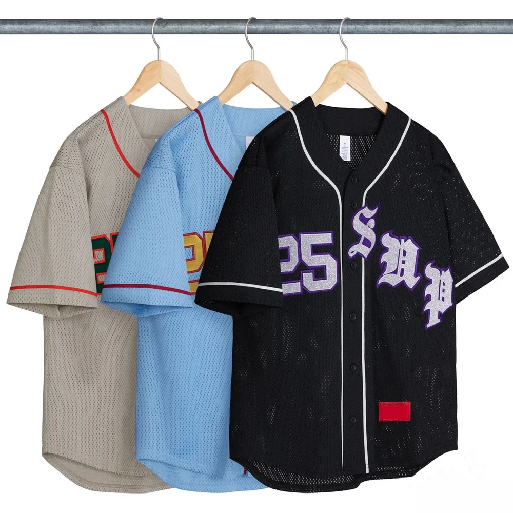 

High Quali Old Engli Baseball Jersey ort Sve Me Stitched Letter Patchwork V-ne T-irt Loose Fit Youth Faion