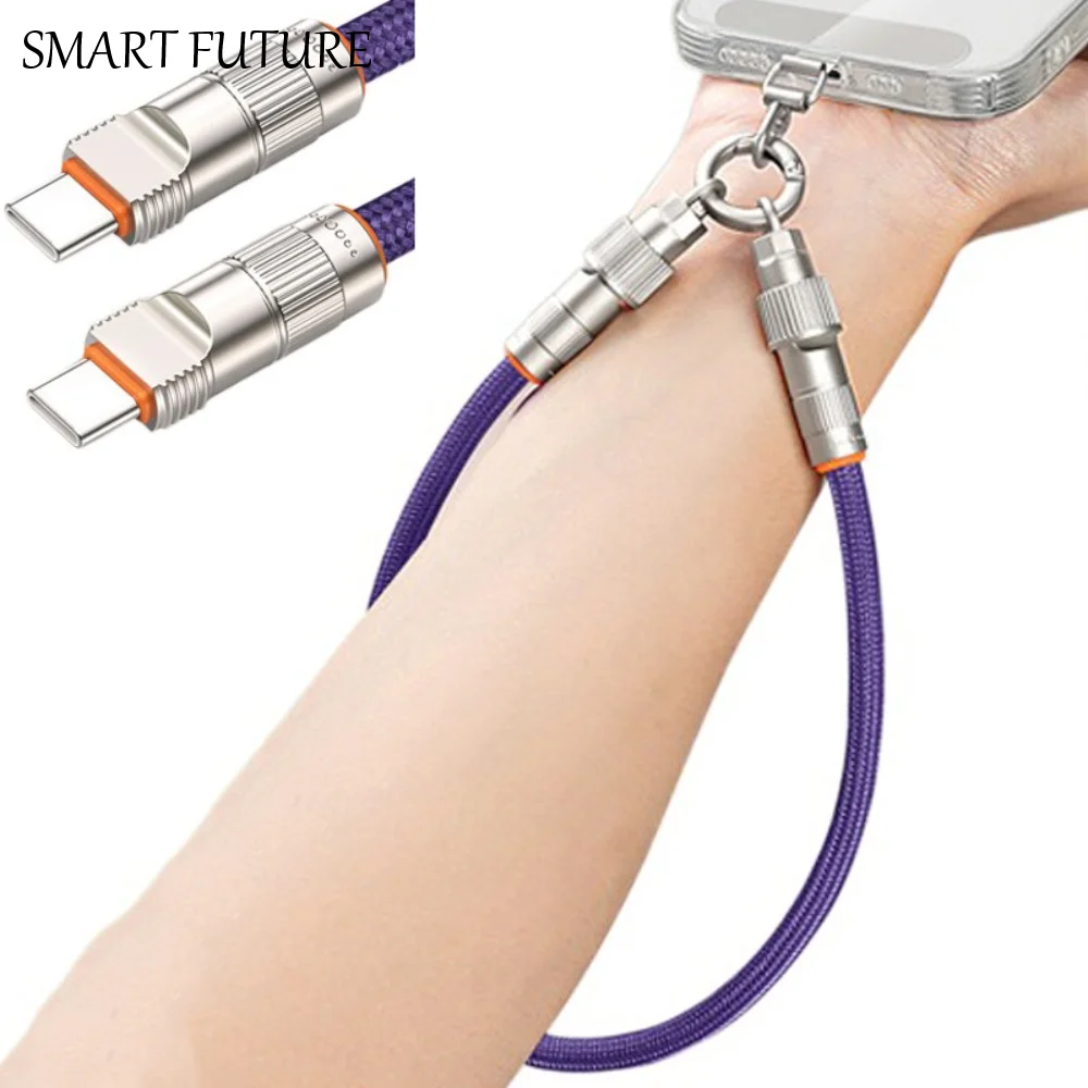 

Кабель для передачи данных Type-C с ремешком для телефона, PD66W, быстрая зарядка, защита от потери, съемный ремешок с патчем, шнурок для подвешивания телефона