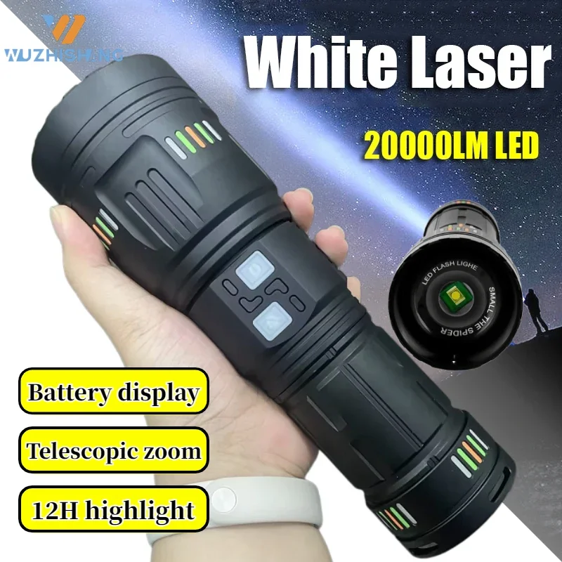 Ultra Powerful LED Flashlight Long Range Power Display Endurance Zoom Torch Outdoor Emergency Camping Lantern High Quality