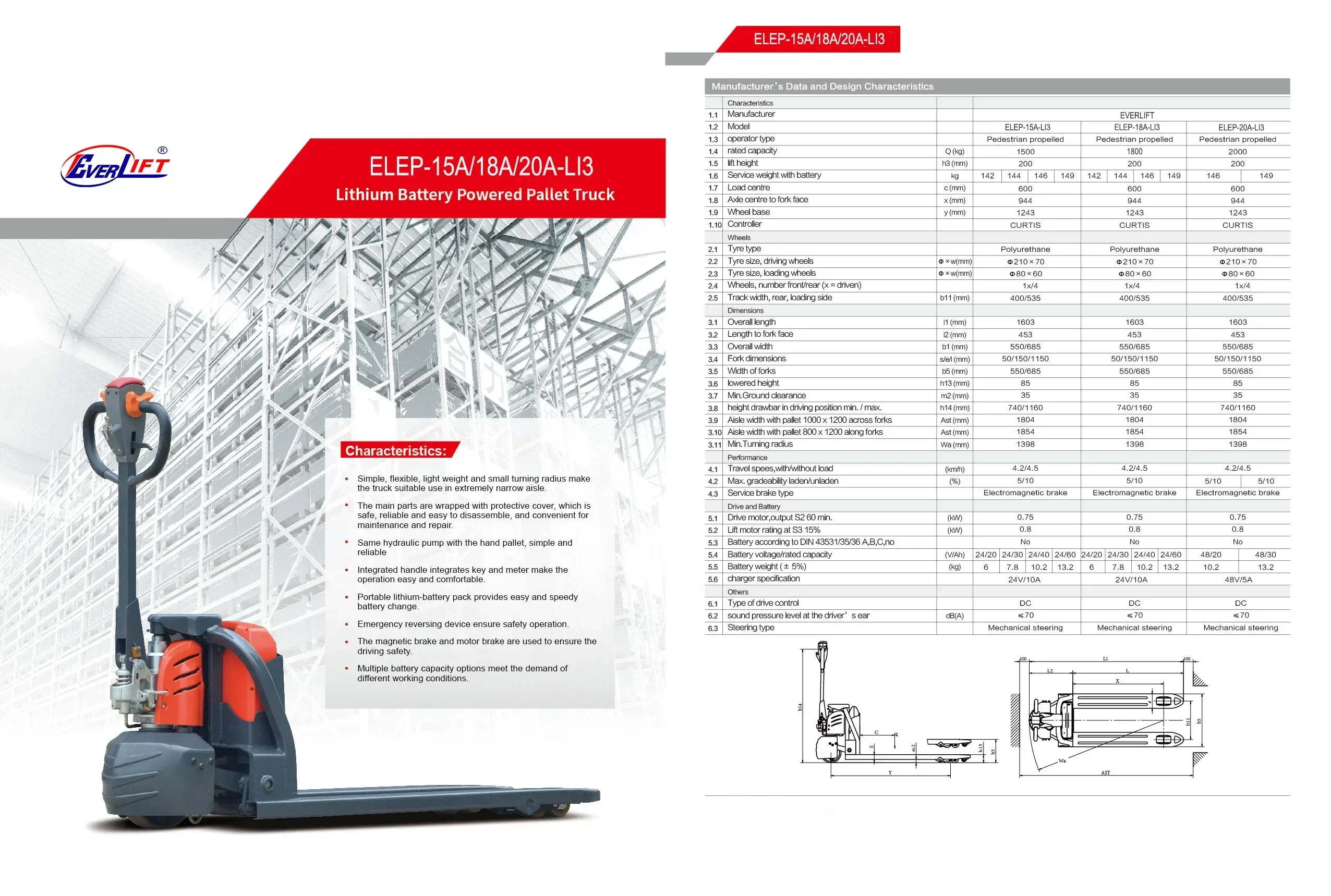 ELEP-15A(LI3)/18A(LI3)/20A(LI3) pallet stacker electric lift forklift electric pallet jack electric pallet jack