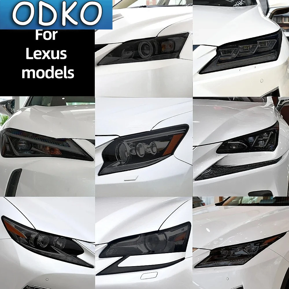 Smoked Black TPU Sticker Car Headlight Protective Film For Lexus ES 300h NX CT GS IS LC LS RX LX570 RC UX GX F Sport 2022