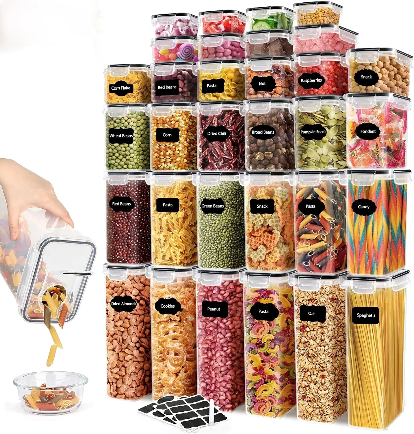 

64 PCS Airtight Food Storage Containers with Lids, BPA Free, Dishwasher Safe, Includes Labels and Marker