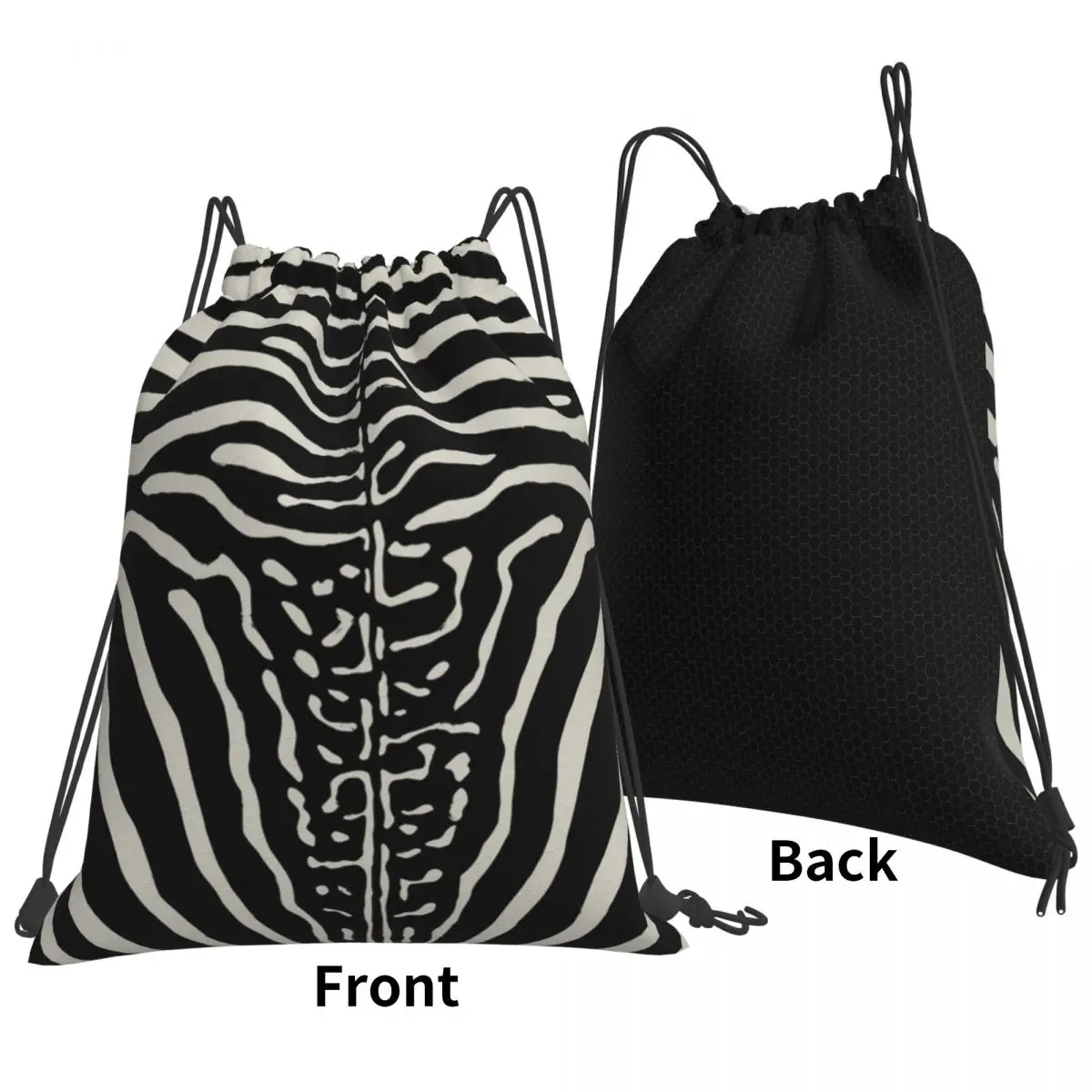 Zebra Stripes Print Skin Hide Texture Backpacks Fashion Drawstring Bundle Pocket Sports Bag Book Bags for Man Woman Students