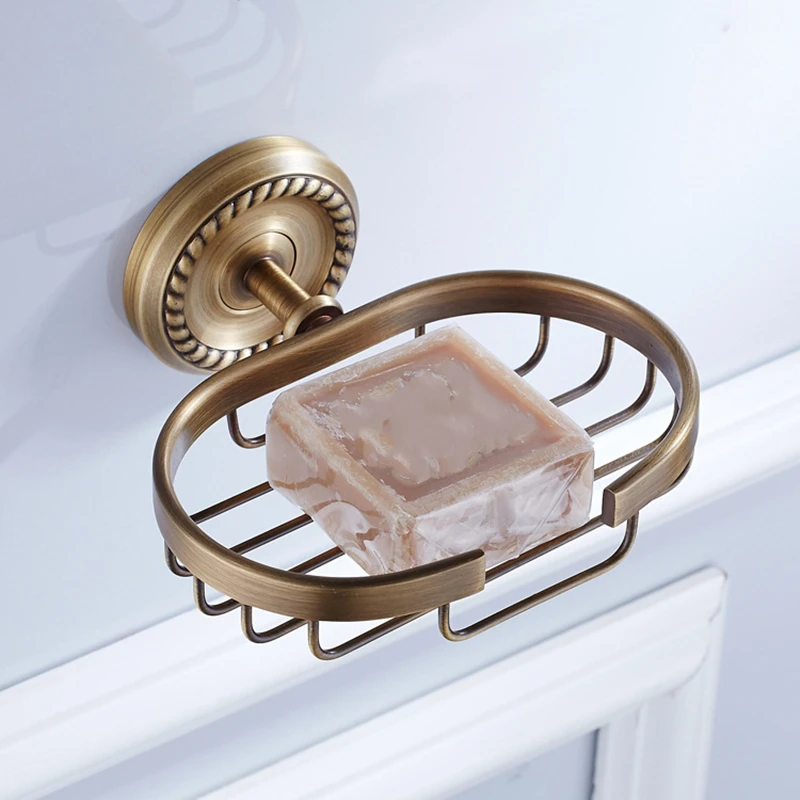 Wall Mounted Antique Brass Color Bathroom Soap Basket New Bath Soap Dish Holders Bathroom Products
