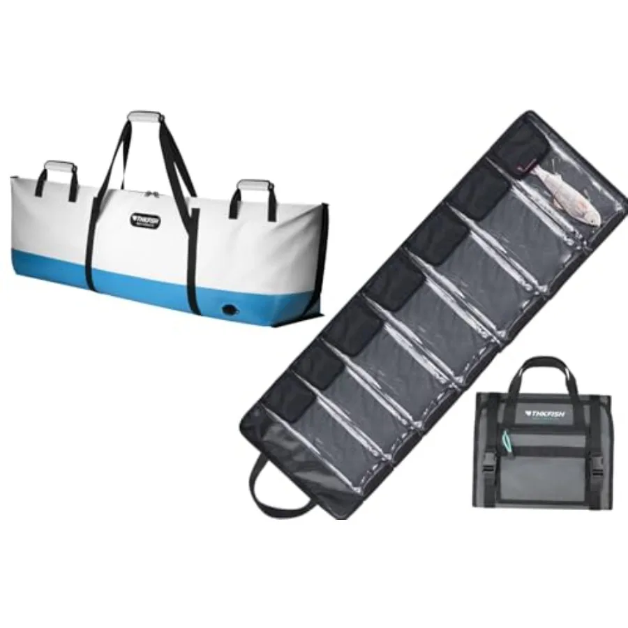 

Термосумка для рыбы с большим водонепроницаемым карманом для приманок для морской рыбалки и троллинга - из прочного ПВХ-материала, черная