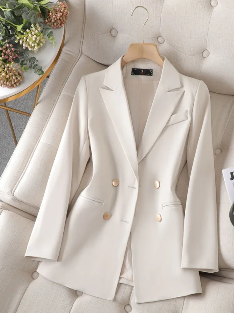 Blazers de negocios para mujer, chaquetas de oficina, Color sólido, elegante, combina con todo, moda informal, Blazer cómodo