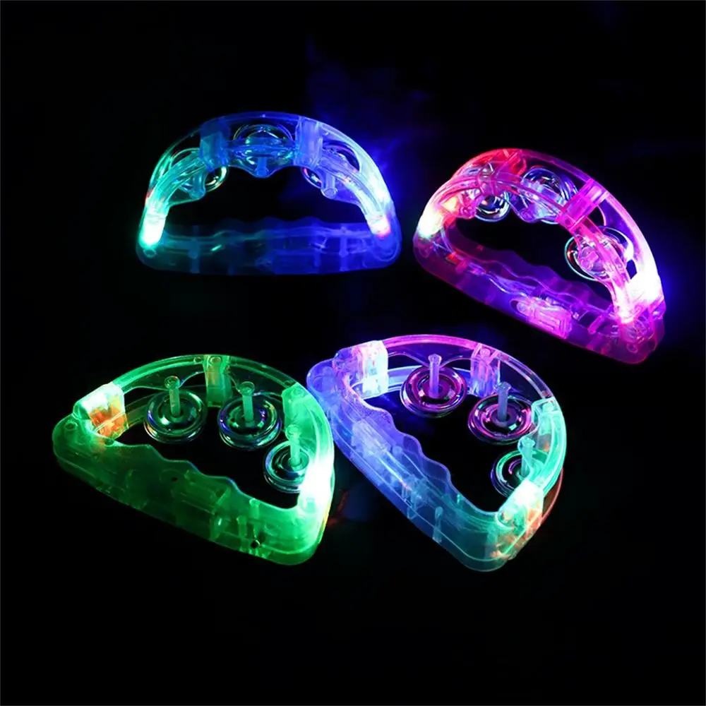 

Kids Baby Light Up LED Tambourine Noisemakers Shaking Flashing Tambourine Clear Glowing Hand Rattle Bell Christmas Festivals