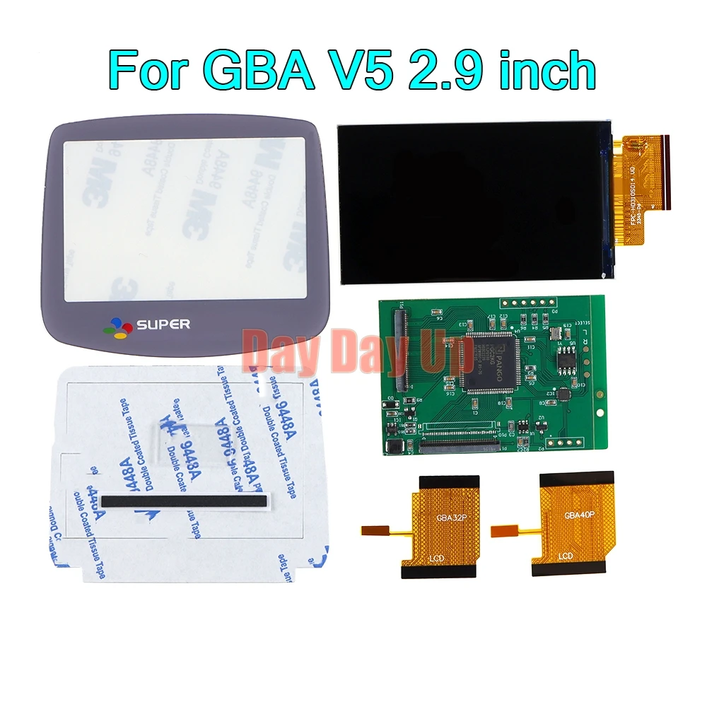 1 セット 2.9 インチ液晶 V5 レベル GBA IPS バックライト液晶表示画面調整可能な明るさゲームボーイアドバンス V5.0