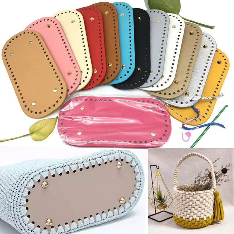 29.5*10cm Handmade Oval Bottom For Knitted Bag Wear-Resistant Accessories Bottom With Holes PU Leather Pad DIY Bag Accessories