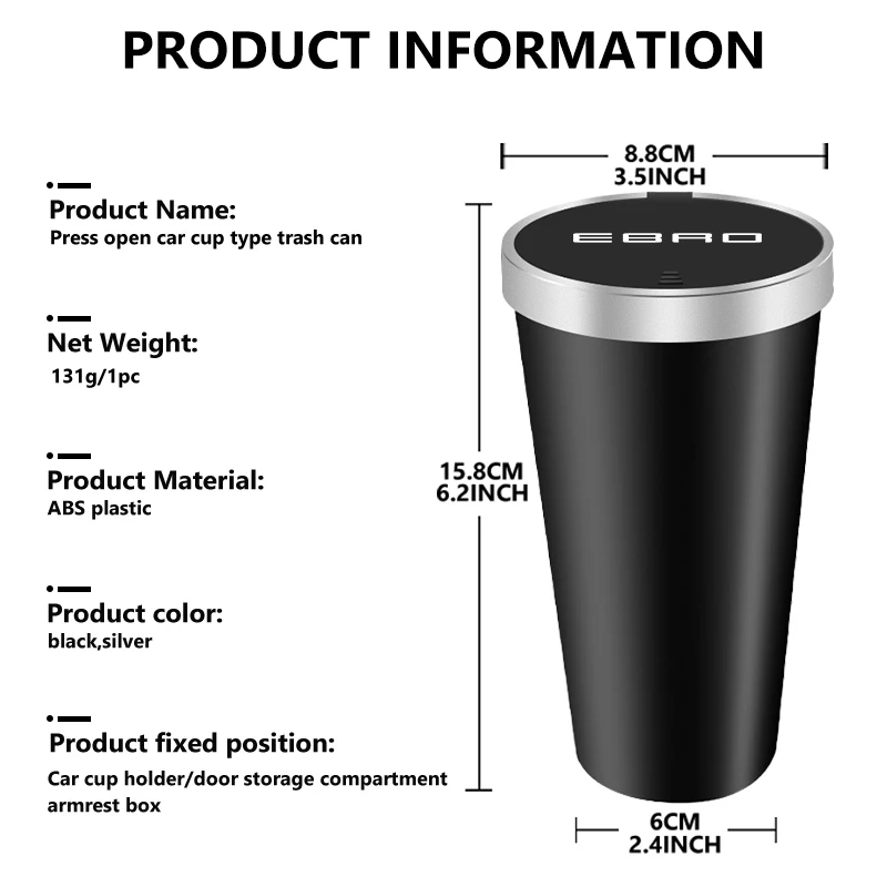 Car Trash Can Mini Waterproof Storage Cup Holder Garbage Bin Lid Accessories For Ebro S400 S700 S800 Jaecoo J7 J8 Omoda 5 C5 view 6