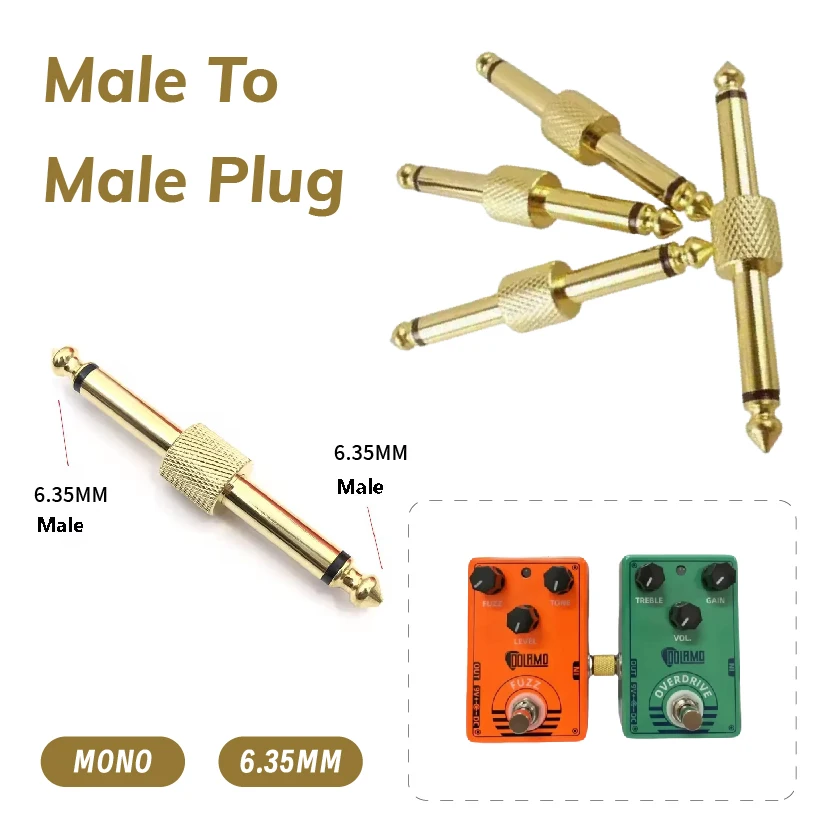 

Гитарная педаль, металлическое соединение для пайки, позолоченная вилка «папа-папа», соединитель 6,35 мм