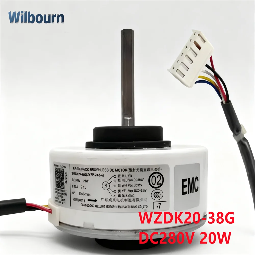 

WZDK20-38G DC280V 20W Brand New for Midea Air Conditioner Indoor Unit DC Fan Motor 1800r/min ZKFP-20-8-6 Air Conditioner Parts