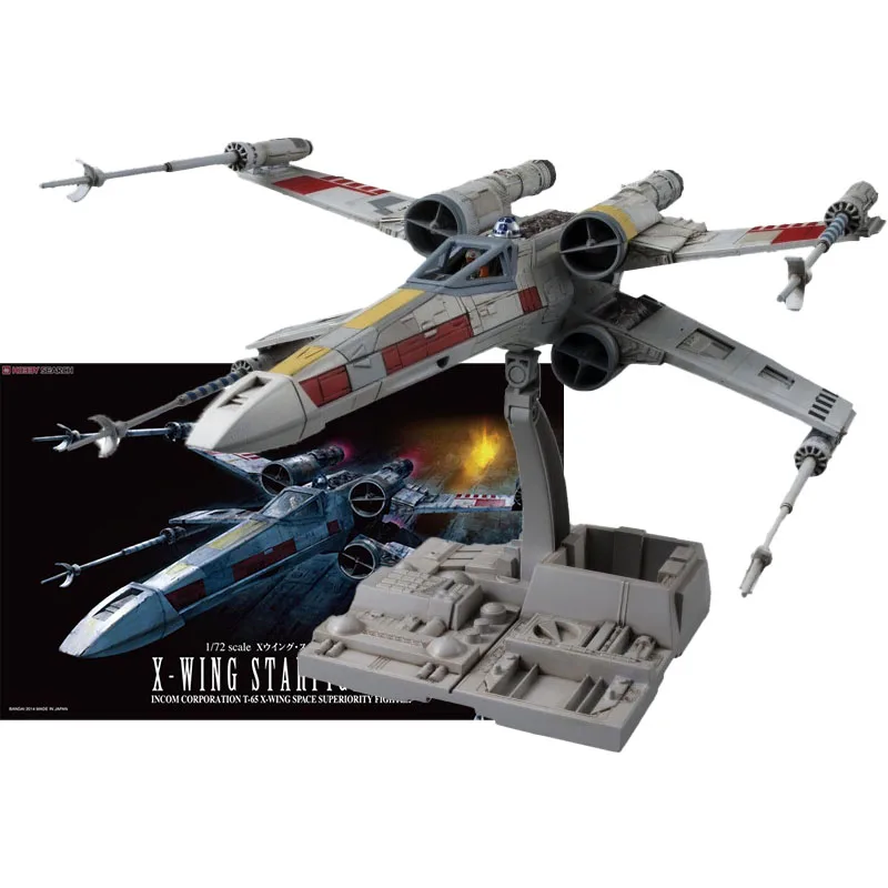 Original Bandai Star Wars X-wing Starfighter 1/72 Anime Action Toy Figures Desk Ornaments Assembly Collectable Model Toys